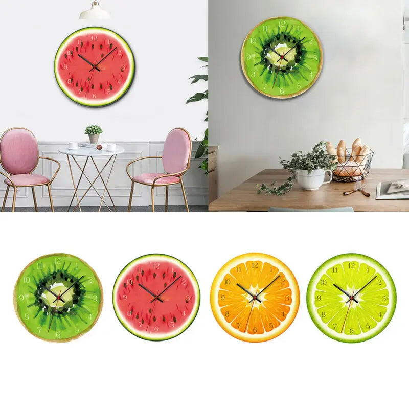 JOYLIVE Creative Fruit Wall Clock Lime Modern Kitchen Lemon Clock Watch Home Decor Living Room Clock Tropical Art Timepieces