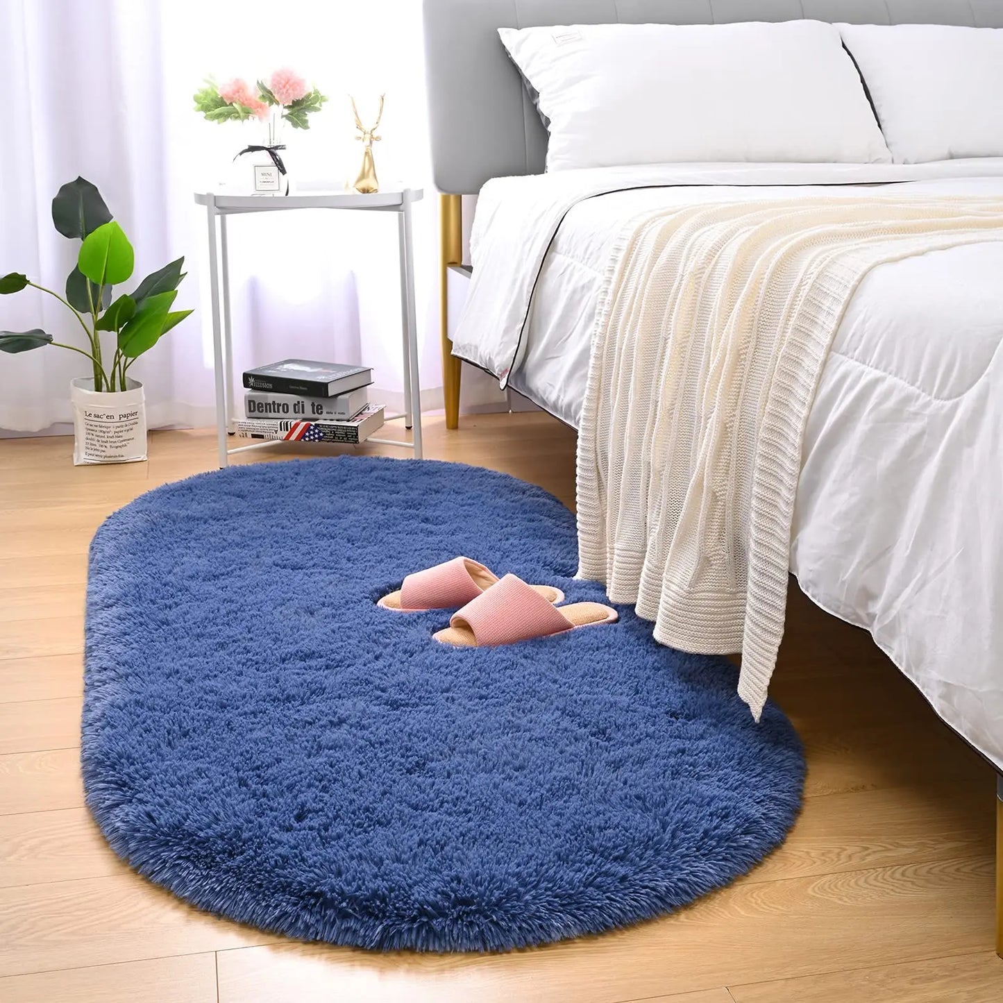 Fluffy Plush Carpet Ellipse for Children'S Bedroom Living Room Sofa Area Rugs Balcony Soft Silky Carpet Girl Room Home Decor