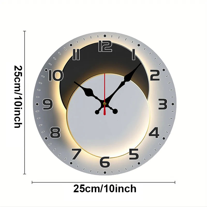 Moon Phase Wooden Round Silent Hanging Wall Clock, Suitable For Living Room, Office, Study Room, Bedroom, Home Decoration