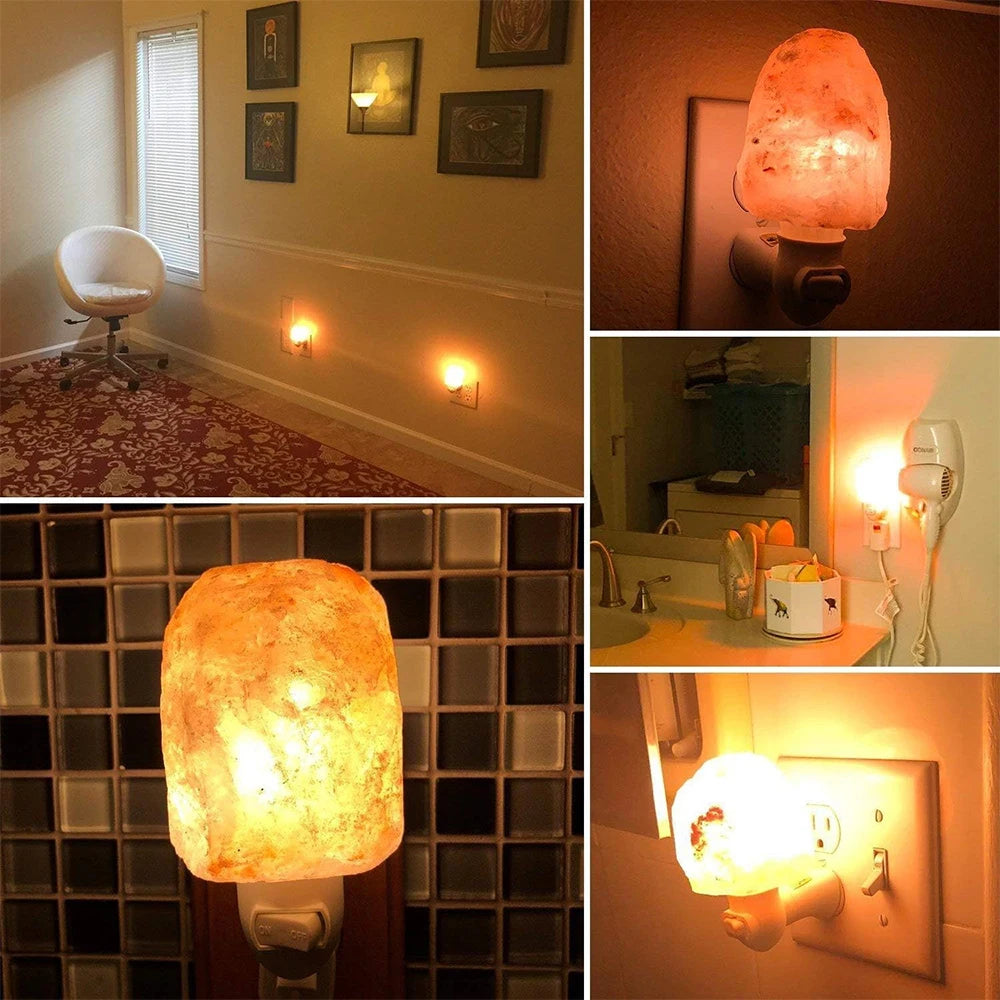 C5 LED Night Light Himalayan Salt Lamp Night Bedside Home Decor Air Purifying with Plug Release Negative Ions EU US UK AU Plug