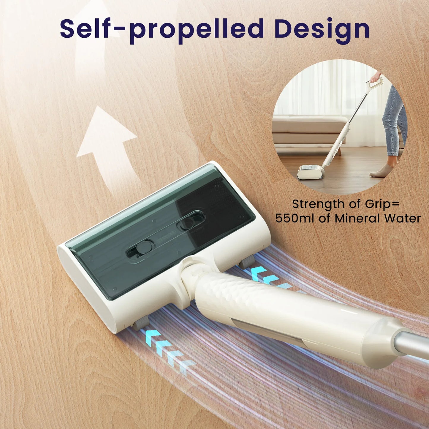 Lefant LS100 Cordless Wet Dry Mop - Self-Cleaning, One-Step Cleaning for Hard Floors, 170° Tilt, Small Size Space-Saving Design