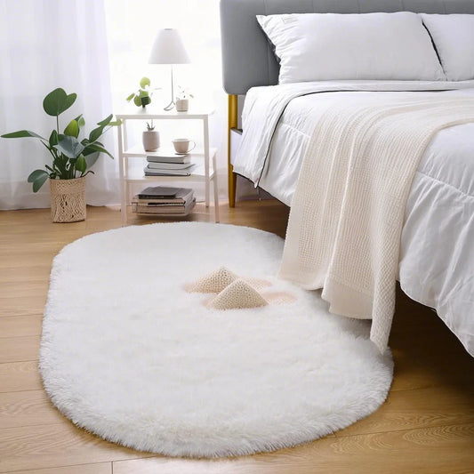 Fluffy Plush Carpet Ellipse for Children'S Bedroom Living Room Sofa Area Rugs Balcony Soft Silky Carpet Girl Room Home Decor