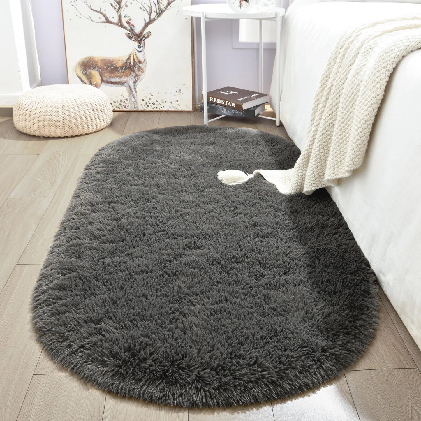 Fluffy Plush Carpet Ellipse for Children'S Bedroom Living Room Sofa Area Rugs Balcony Soft Silky Carpet Girl Room Home Decor