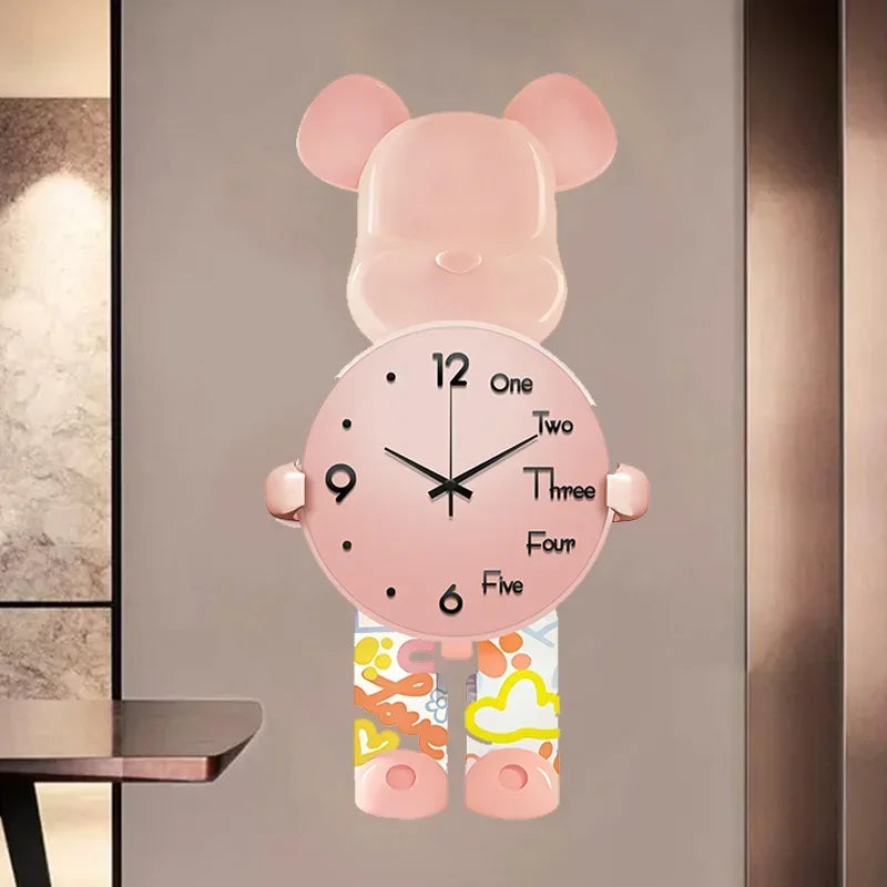 Large Bear Wall Clocks CreativeBear Wall Clock Aesthetic Giant Wall-clock Luxury Living Room Decoration Dining Room Ornament