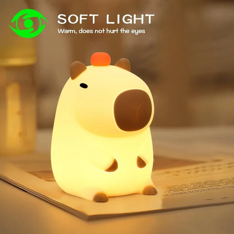 1pc Cute Capybara Night Light Modern Silicone Rechargeable LED Lamp with Adjustable Brightness Bedside Touch Lamp for Room Decor