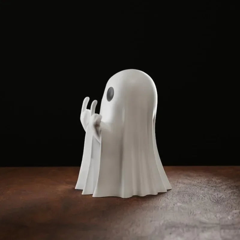 Car Decorate Luminous Middle Finger Cute Ghost Statue Small Scary Ghost Figurines For Halloween Decorations Home Table Ornaments