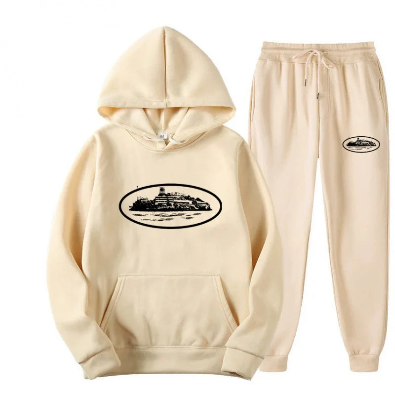 NICE Loose Unisex Fleece-lined Printed Sweatshirt Hoodie Set Devil Prisoner Pattern New Female Casual Comfortable T