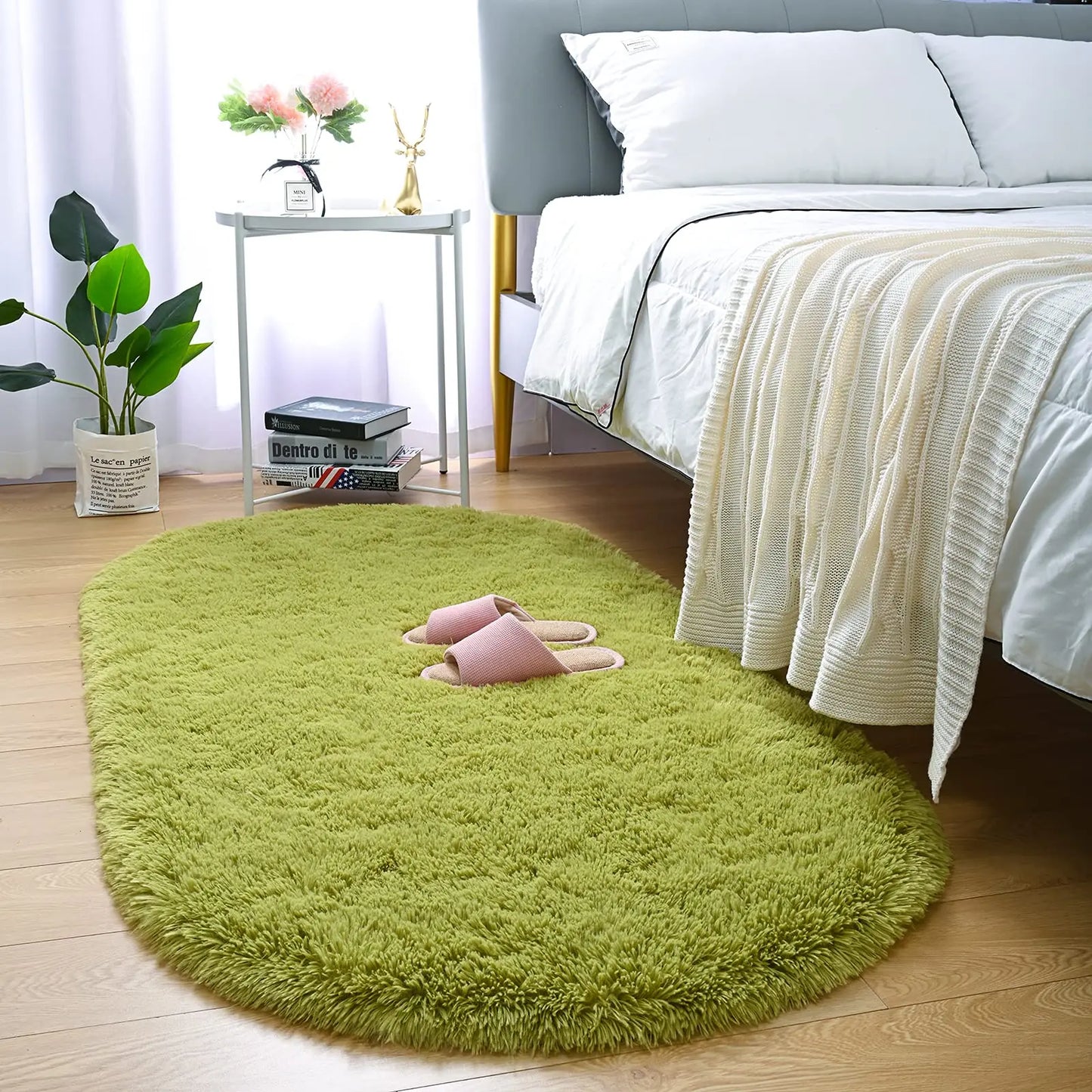 Fluffy Plush Carpet Ellipse for Children'S Bedroom Living Room Sofa Area Rugs Balcony Soft Silky Carpet Girl Room Home Decor