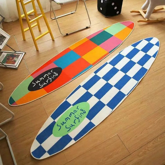 VIKAMA Summer Surfing Carpet - Colorful Checkered Pattern for Living Room Balcony Decorative Bedside Furniture