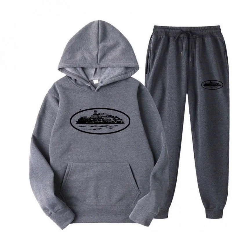 NICE Loose Unisex Fleece-lined Printed Sweatshirt Hoodie Set Devil Prisoner Pattern New Female Casual Comfortable T