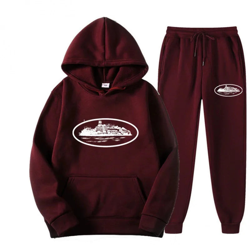 NICE Loose Unisex Fleece-lined Printed Sweatshirt Hoodie Set Devil Prisoner Pattern New Female Casual Comfortable T