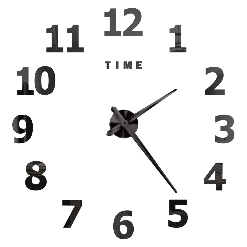 27/37/47inch Wall Clocks Coffee Cup Shape Frameless Wall Clock DIY  Quartz Needle Watch Acrylic Mirror Wall Stickers Home Decor