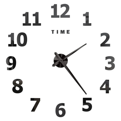 27/37/47inch Wall Clocks Coffee Cup Shape Frameless Wall Clock DIY  Quartz Needle Watch Acrylic Mirror Wall Stickers Home Decor