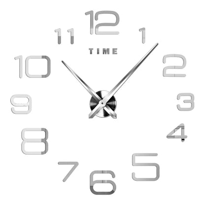 27/37/47inch Wall Clocks Coffee Cup Shape Frameless Wall Clock DIY  Quartz Needle Watch Acrylic Mirror Wall Stickers Home Decor