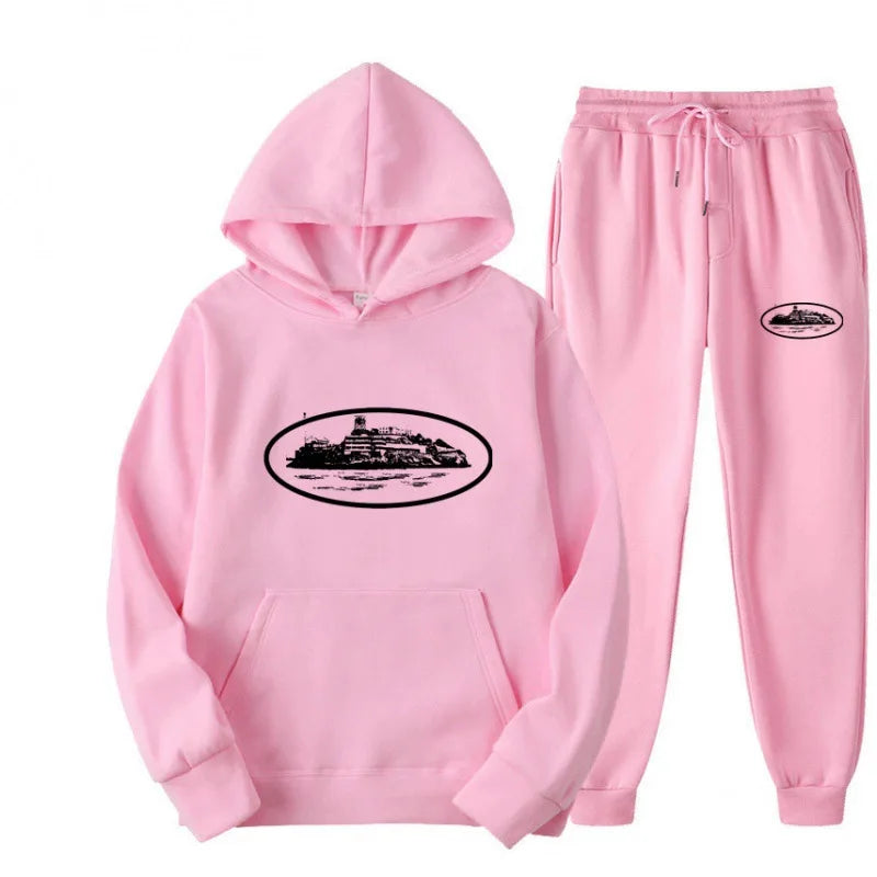 NICE Loose Unisex Fleece-lined Printed Sweatshirt Hoodie Set Devil Prisoner Pattern New Female Casual Comfortable T