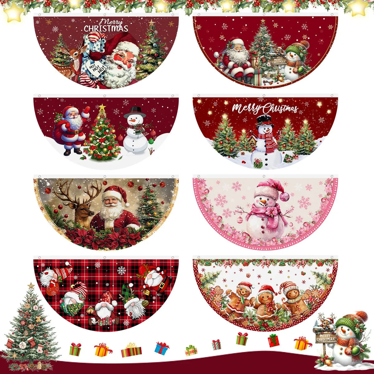 Christmas Outdoor Fan-shaped Flag