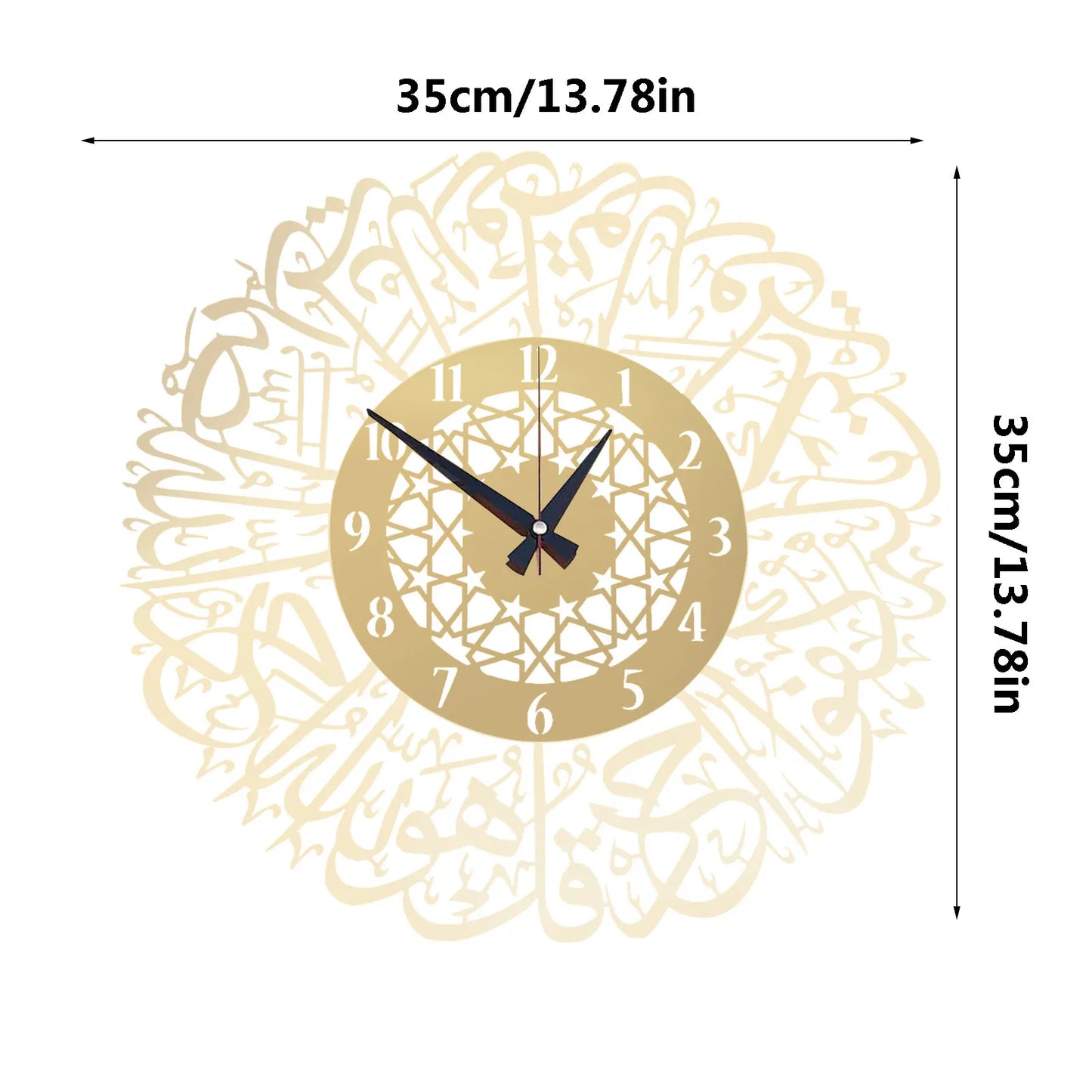 3d Gold Abs Metal Wall Clock Islamic Calligraphy Ramadan Acrylic Wall Clock Home Mirror Decoration Art Personalized Clock