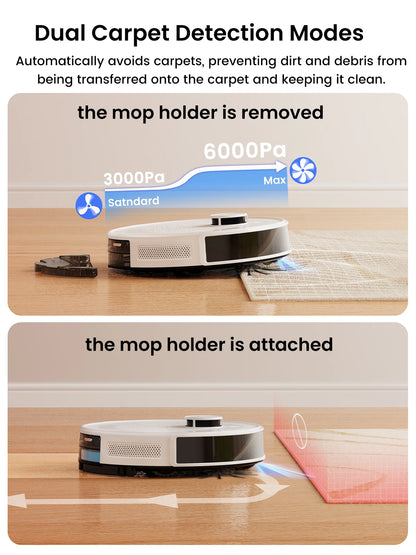 Lefant Robot Vacuum Cleaner M2 Pro Self-Emptying, 6000Pa, DTOF Laser Navigation, PSD Obstacle Avoidance, Smart Carpet Floor Wash
