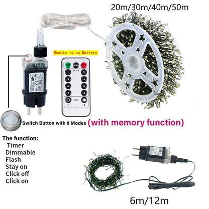 LED String Fairy Cluster Lights Green Wire Christmas Tree Lights Outdoor Garland New Year Street Home Party Wedding Decor Lamps