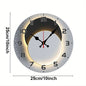 Moon Phase Wooden Round Silent Hanging Wall Clock, Suitable For Living Room, Office, Study Room, Bedroom, Home Decoration