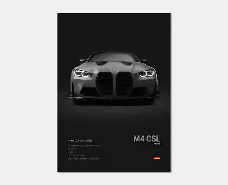 Pop Black And White Poster Wall Art Luxury Supercar F80 M3 M140 GTR HD Oil On Canvas Print Home Living Room Bedroom Decor Gift