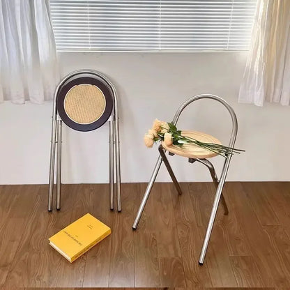 Durable and foldable retro backrest dining chair