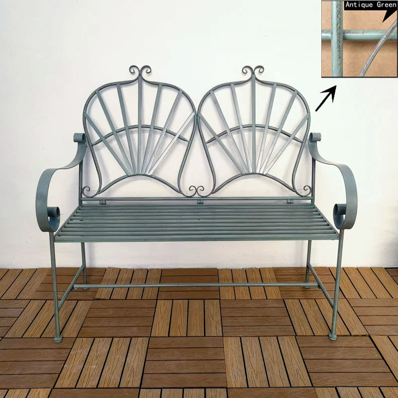 Resistant Wrought Iron Modern French Foldable Garden Bench