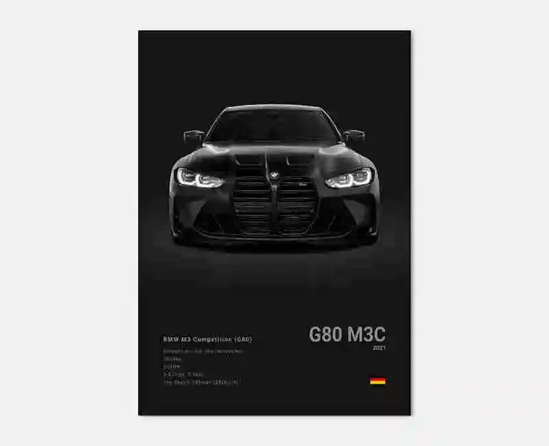 Pop Black And White Poster Wall Art Luxury Supercar F80 M3 M140 GTR HD Oil On Canvas Print Home Living Room Bedroom Decor Gift