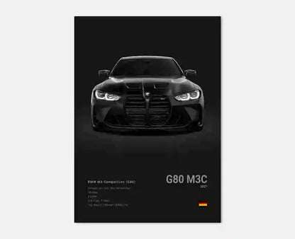 Pop Black And White Poster Wall Art Luxury Supercar F80 M3 M140 GTR HD Oil On Canvas Print Home Living Room Bedroom Decor Gift