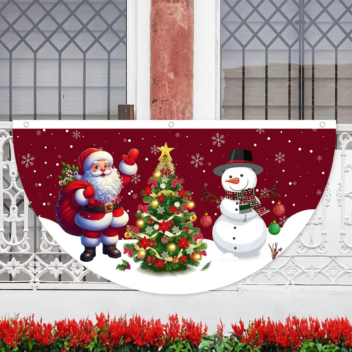 Christmas Outdoor Fan-shaped Flag