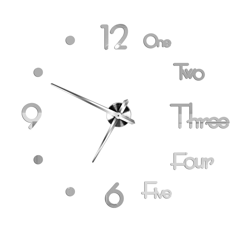 27/37/47inch Wall Clocks Coffee Cup Shape Frameless Wall Clock DIY  Quartz Needle Watch Acrylic Mirror Wall Stickers Home Decor