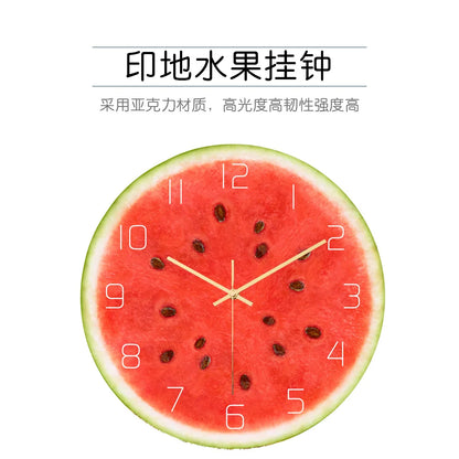 JOYLIVE Creative Fruit Wall Clock Lime Modern Kitchen Lemon Clock Watch Home Decor Living Room Clock Tropical Art Timepieces