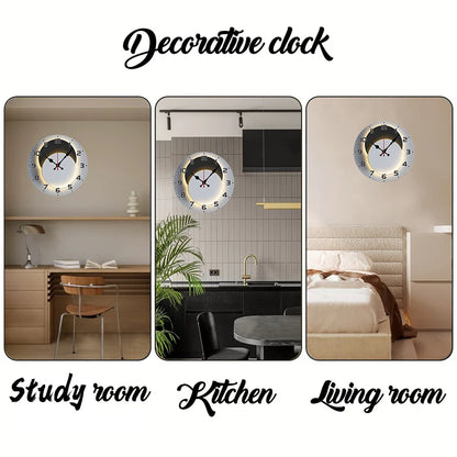 Moon Phase Wooden Round Silent Hanging Wall Clock, Suitable For Living Room, Office, Study Room, Bedroom, Home Decoration