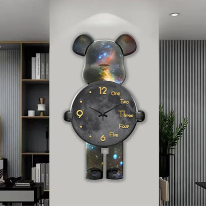 Large Bear Wall Clocks CreativeBear Wall Clock Aesthetic Giant Wall-clock Luxury Living Room Decoration Dining Room Ornament