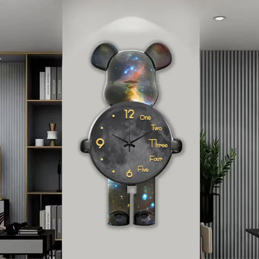 Large Bear Wall Clocks CreativeBear Wall Clock Aesthetic Giant Wall-clock Luxury Living Room Decoration Dining Room Ornament