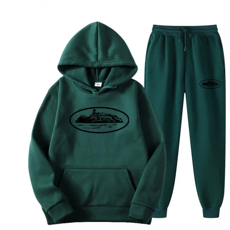 NICE Loose Unisex Fleece-lined Printed Sweatshirt Hoodie Set Devil Prisoner Pattern New Female Casual Comfortable T