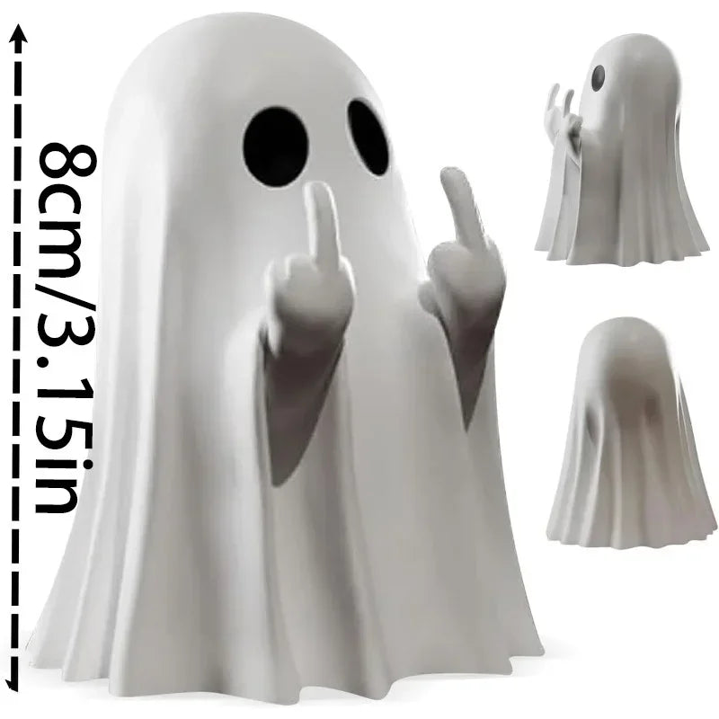 Car Decorate Luminous Middle Finger Cute Ghost Statue Small Scary Ghost Figurines For Halloween Decorations Home Table Ornaments