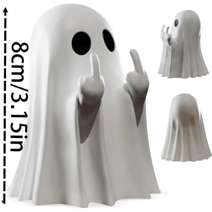 Car Decorate Luminous Middle Finger Cute Ghost Statue Small Scary Ghost Figurines For Halloween Decorations Home Table Ornaments