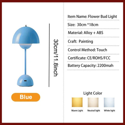 Rechargeable Alloy with ABS Table Lamp 3 Speed Adjustment Indoor Lighting Fixture Flower Bud Desk Lamps Home Decor Night Light