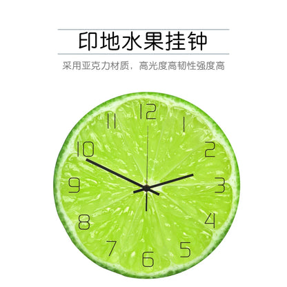 JOYLIVE Creative Fruit Wall Clock Lime Modern Kitchen Lemon Clock Watch Home Decor Living Room Clock Tropical Art Timepieces