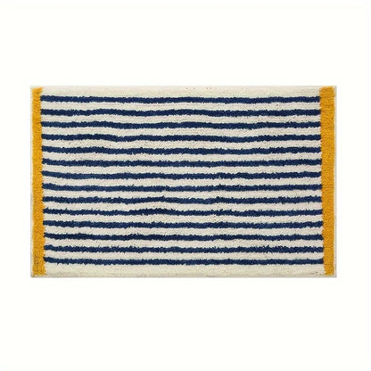VIKAMA Blue Striped Carpet Absorbent Bathroom Mat Toilet Floor Rug Bedroom Bedside Floor Mat Carpet For Live Room Soft Doormat