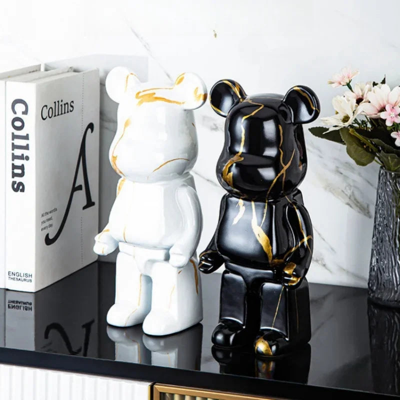 Aesthetic Bear Figure Resin Nordic Bear Statue Figurine Sculpture Luxury Livingroom Decoration Home Ornament Desk Accessories