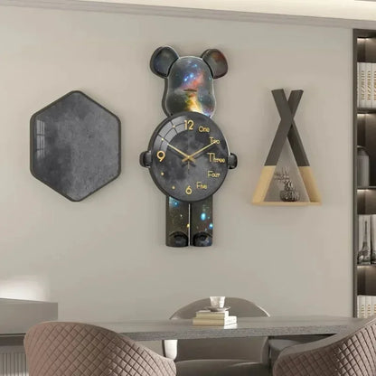 Large Bear Wall Clocks CreativeBear Wall Clock Aesthetic Giant Wall-clock Luxury Living Room Decoration Dining Room Ornament