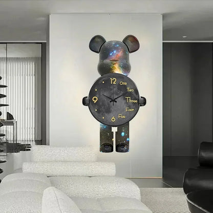 Large Bear Wall Clocks CreativeBear Wall Clock Aesthetic Giant Wall-clock Luxury Living Room Decoration Dining Room Ornament