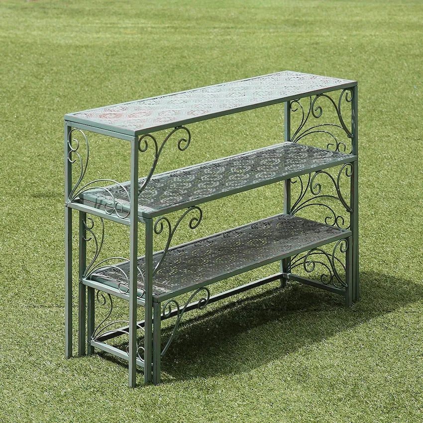 Metal ladder rack 3-piece set, outdoor flower pot display