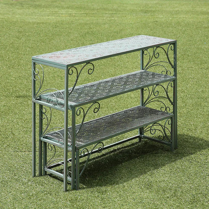 Metal ladder rack 3-piece set, outdoor flower pot display