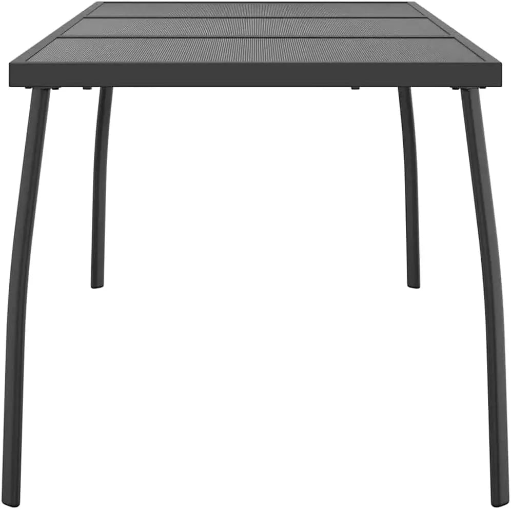 Anthracite Steel Garden Table – Modern Patio Dining Table with Mesh Design and Curved Legs
