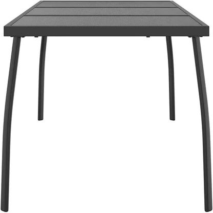 Anthracite Steel Garden Table – Modern Patio Dining Table with Mesh Design and Curved Legs