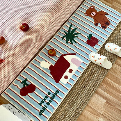 VIKAMA Ins Wind Carpet Bedroom Bedside Rug Long Girls Bed Mat Room Thickened Blanket Floor Mat Bear Floating Window Floor Mat