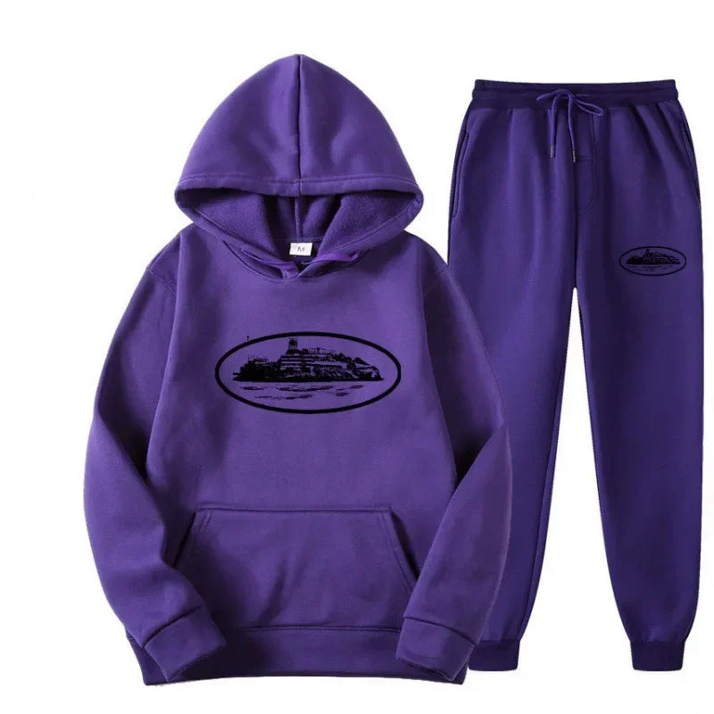 NICE Loose Unisex Fleece-lined Printed Sweatshirt Hoodie Set Devil Prisoner Pattern New Female Casual Comfortable T